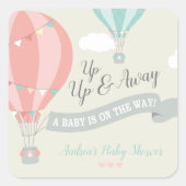 Hete Luchtballon omhoog & weg Baby shower Vierkante Sticker (Voorkant)