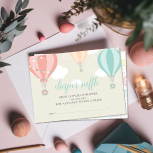 Hete Luchtballon omhoog & weg Luier Raffle Ticket Informatiekaartje