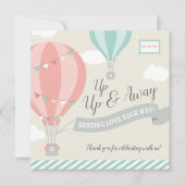 Hete Luchtballon omhoog & weg Pastel Vierkant Bedankkaart (Voorkant)