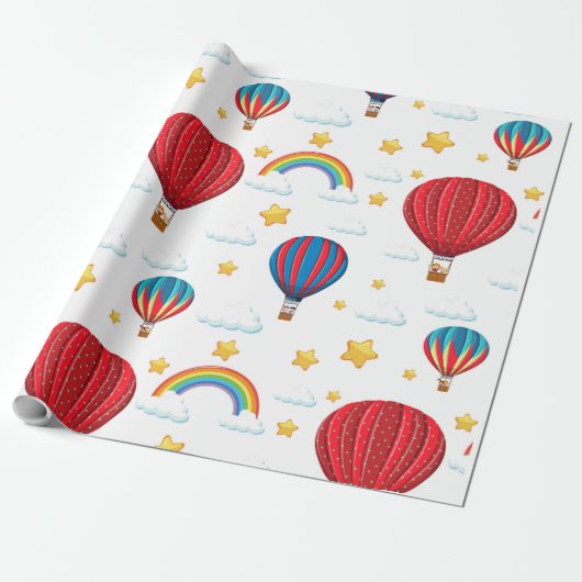 Hete Luchtballon ontwerp Cadeaupapier (Uitgerold)