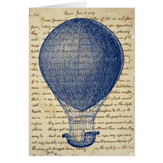 Hete Luchtballon op  Handschrift Nota Kaart (Voorkant)