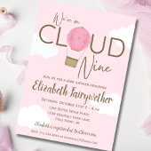 Hete Luchtballon op Wolk 9 Baby shower Invitation Kaart
