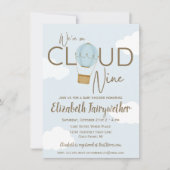 Hete Luchtballon op Wolk 9 Baby shower Invitation Kaart (Voorkant)