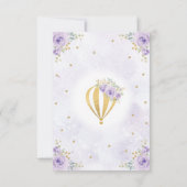Hete Luchtballon Paarse Gouden Bloemen 1e Verjaard Kaart (Achterkant)