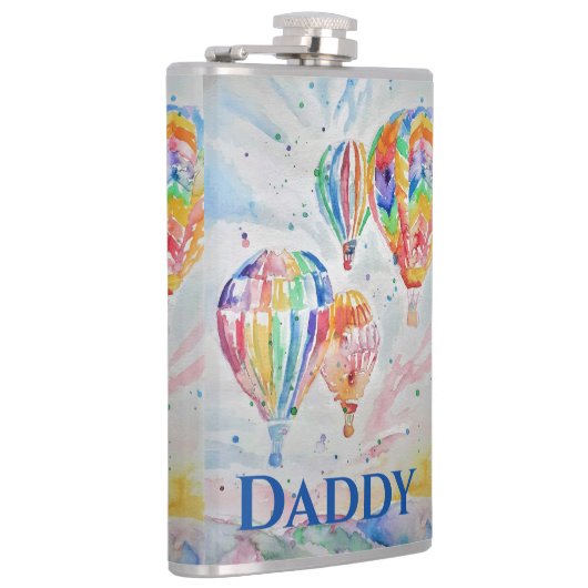 Hete Luchtballon Papa kleurrijke Waterverf Mok Heupfles (Rechts)