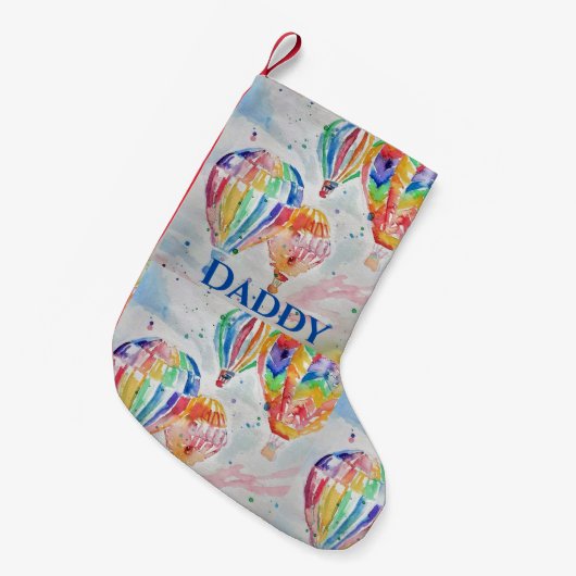 Hete Luchtballon Papa kleurrijke Waterverf Mok Kleine Kerstsok (Voorkant (Hangend))