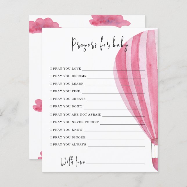 Hete luchtballon Party spel | Gebed voor baby (Voorkant / Achterkant)