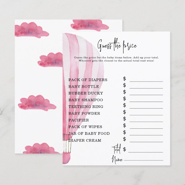 Hete luchtballon Party spelletjes | Prijs gokken s (Voorkant / Achterkant)