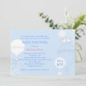 Hete Luchtballon Pastel Blauw Het is een Boy Baby  Kaart (Staand voorkant)