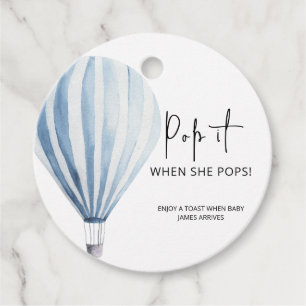 Hete luchtballon Pop het wanneer ze poppen Bedankjes Labels