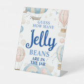 Hete luchtballon raden hoeveel gelei bonen reclamebord met voetstuk (Voorkant)