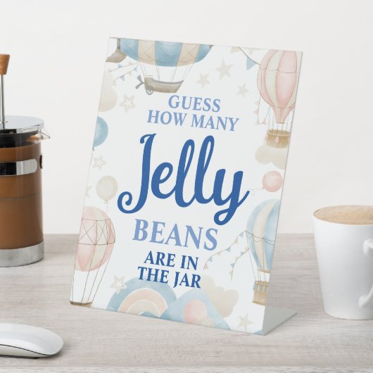 Hete luchtballon raden hoeveel gelei bonen reclamebord met voetstuk (Insitu)