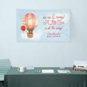 Hete Luchtballon Rode omhoog en weg Baby shower Spandoek (Beurs)