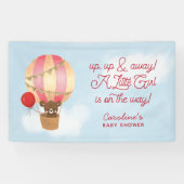 Hete Luchtballon Rode omhoog en weg Baby shower Spandoek (Horizontaal)