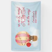 Hete Luchtballon Rode omhoog en weg Baby shower Spandoek (Verticaal)