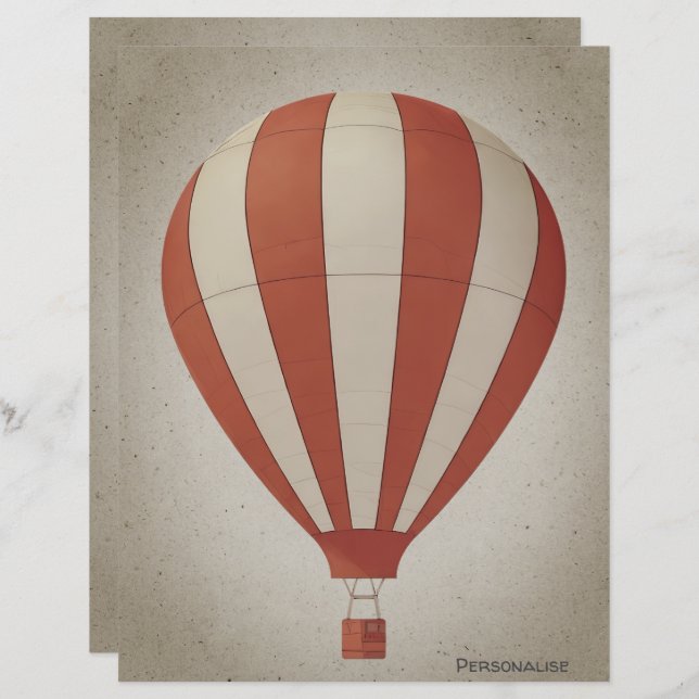  Hete Luchtballon Rood Wit ScrapbookPaper (Voorkant / Achterkant)