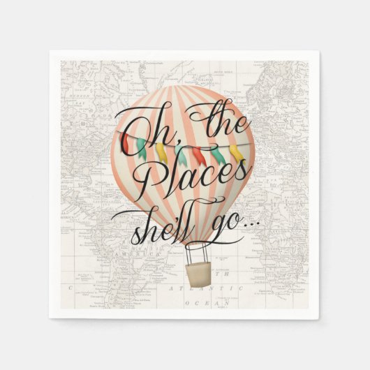 Hete Luchtballon Roze Baby shower servet (Voorkant)