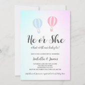 Hete Luchtballon Roze Blauw Schattige Geslacht ont Kaart (Voorkant)