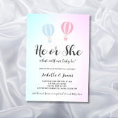 Hete Luchtballon Roze Blauw Schattige Geslacht ont Kaart