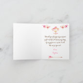 Hete Luchtballon Roze Gouden Gele Pijlen Rozen Bedankkaart (Binnen)