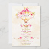 Hete Luchtballon Roze Gouden Gele Pijlen Rozen Kaart (Voorkant)