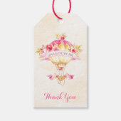 Hete Luchtballon Roze Gouden Gele Rozen Pijl Cadeaulabel (Voorkant)