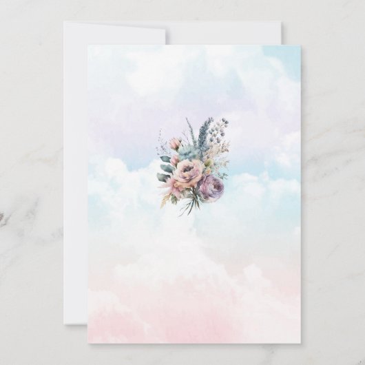 Hete Luchtballon roze lila wolken waterverf baby s Kaart (Achterkant)