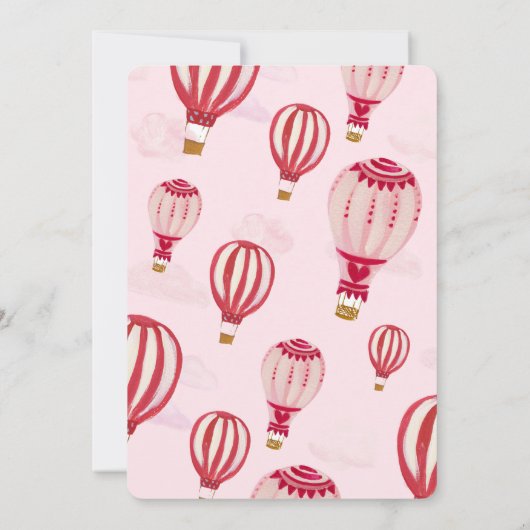 Hete Luchtballon Roze Rood 1e Verjaardag Kaart (Achterkant)