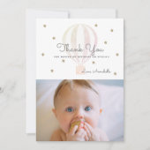 Hete Luchtballon Roze Verjaardagsfoto Dank u kaart (Voorkant)