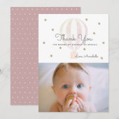 Hete Luchtballon Roze Verjaardagsfoto Dank u kaart (Voorkant / Achterkant)