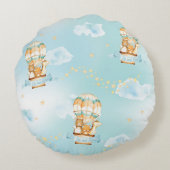 Hete Luchtballon Schattige Baby Dier Jongen Kweker Rond Kussen (Achterkant)