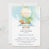 Hete Luchtballon Schattigee Dinosaurussen Boy Baby Kaart (Voorkant)