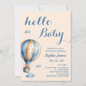 Hete luchtballon - Schattigee teddybeer Baby showe Kaart (Voorkant)