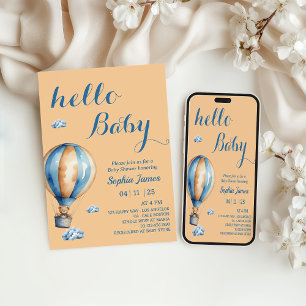 Hete luchtballon - Schattigee teddybeer Baby showe Kaart