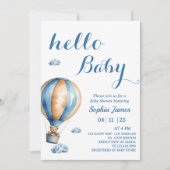 Hete luchtballon - Schattigee teddybeer Baby showe Kaart (Voorkant)