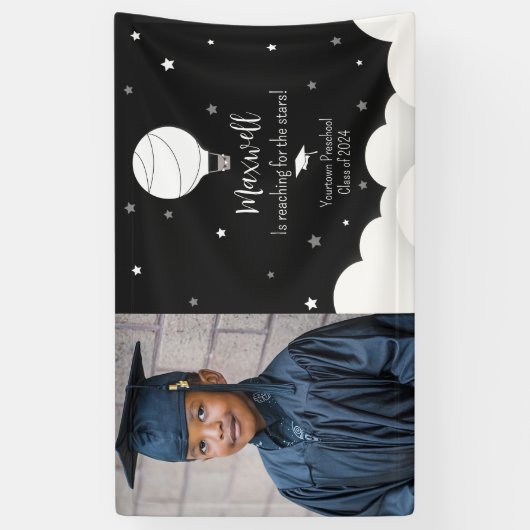 Hete Luchtballon Star Afstuderen Fotobekendmaking Spandoek (Verticaal)