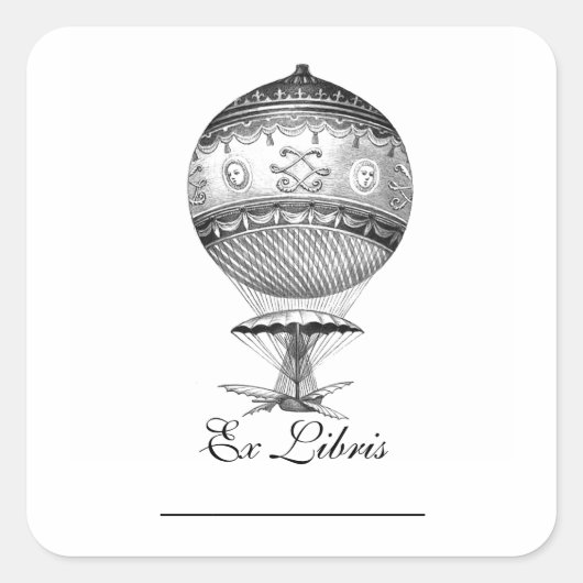 Hete Luchtballon Steampunk Boekplaten Vierkante Sticker (Voorkant)