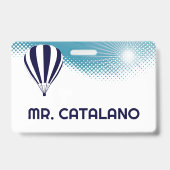 Hete Luchtballon Teacher Hall Pass Badge (Achterkant)
