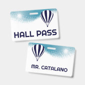 Hete Luchtballon Teacher Hall Pass Badge (Voor- en achterkant)