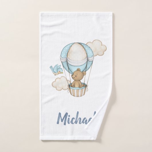 Hete Luchtballon Teddy Bear Cloud Bird Baby shower Bad Handdoek (Handdoek)