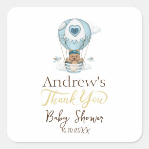 Hete Luchtballon Teddy Bear Cloud Bird Vierkante Sticker