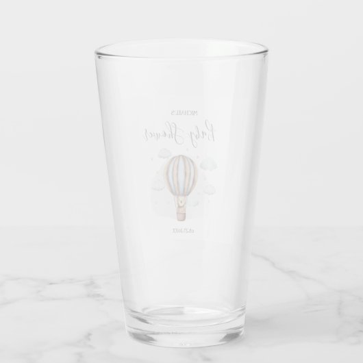 Hete Luchtballon Teddy Bear Clouds Baby shower Glas (Achterkant)