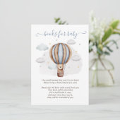 Hete Luchtballon Teddy Bear Clouds Baby shower Informatiekaartje (Staand voorkant)