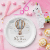 Hete Luchtballon Teddy Bear Clouds Baby shower Papieren Bordje (Feest)
