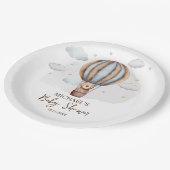 Hete Luchtballon Teddy Bear Clouds Baby shower Papieren Bordje (Gekanteld)