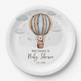 Hete Luchtballon Teddy Bear Clouds Baby shower Papieren Bordje