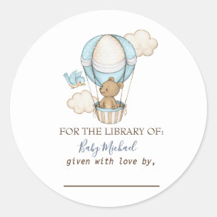 Hete Luchtballon Teddy Bear Clouds Bird Baby showe Ronde Sticker