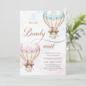 Hete Luchtballon Teddy Bear Geslacht Onthullen Kaart (Staand voorkant)