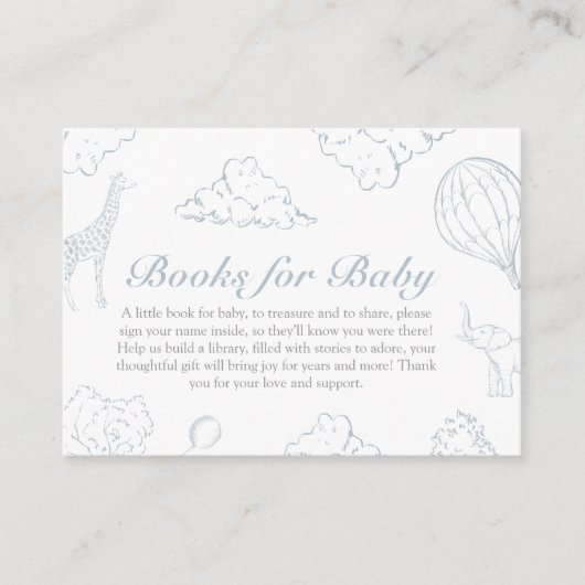 Hete luchtballon toile baby shower Boeken voor Bab Informatiekaartje (Voorkant)