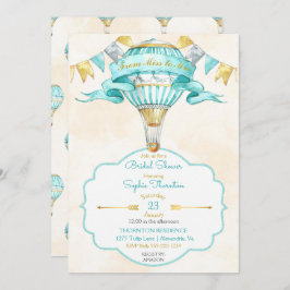 Hete Luchtballon Turquoise Goud Geel Aqua Kaart